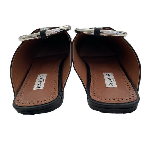 Alaia La Babouche Leather Pointy Toe Mules Ankle Strap Ring Statement 7.5/37.5 - Picture 7 of 10
